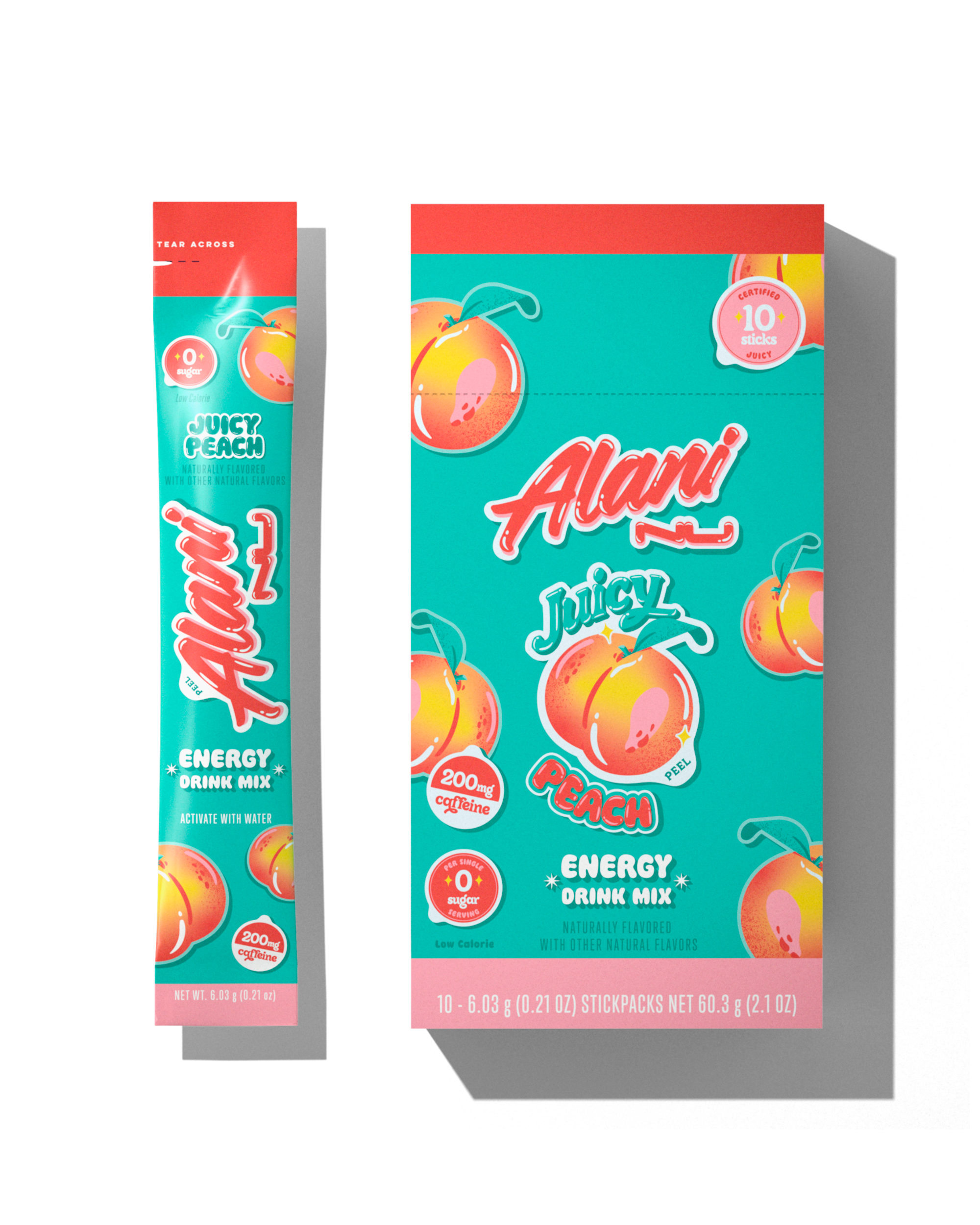 A front 10 pack Energy Stick in Juicy Peach.